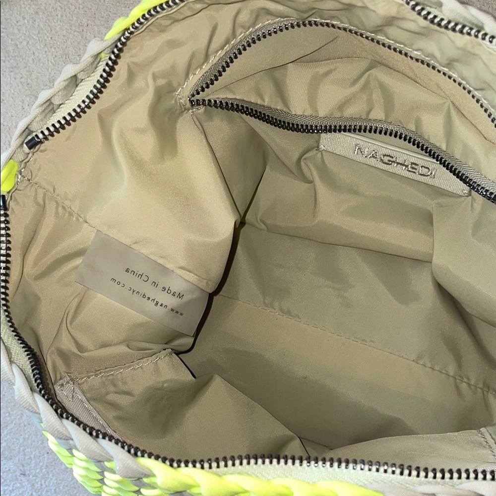 Naghedi Neon Yellow and Gray Woven Cosmetic Pouch - Picture 6 of 13